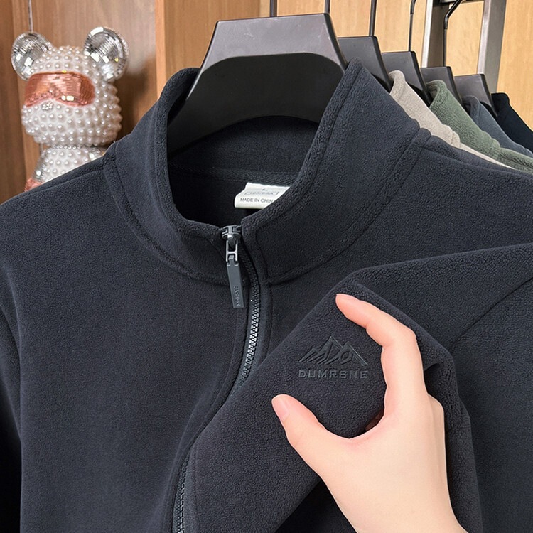New autumn and winter men's fleece cardigan with zipper, casual thickened warm fleece jacket with stand-up collar New autumn and winter men's fleece cardigan with zipper, casual thickened warm fleece jacket with stand-up collar