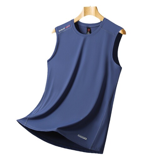 Ice Silk Men's Tank Top Summer Sports Casual Ice Cold Thin Breathable Running Fitness Sports Quick Dry Clothing 2393