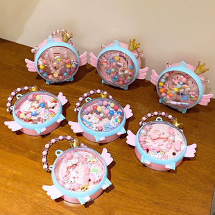 Children's Hair Accessories Princess Necklace Set Back-To-School Gift Kindergarten Prize Shop Girls Hair Accessories Gift Box Jewelry Wholesale