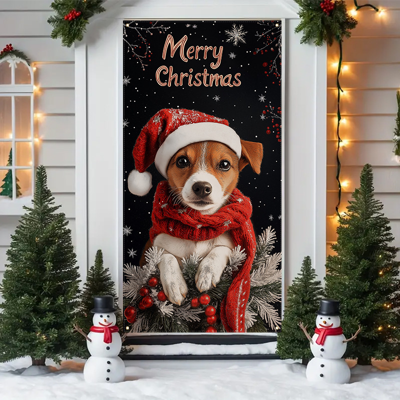 Flag Cross-Border Christmas Door Cover Festive Atmosphere Party Decoration Hanging Cloth Christmas Dog Flag Outdoor Door Curtain Hanging Cloth