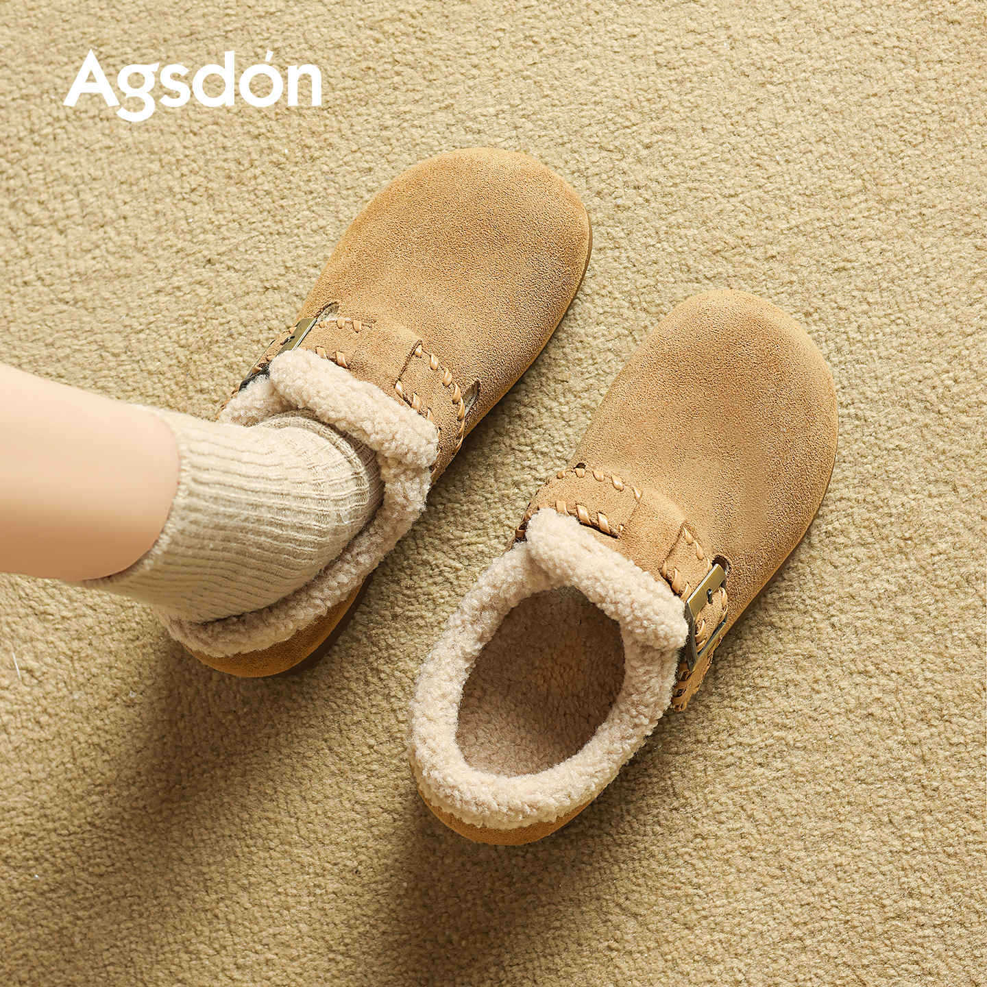 Augu Shiden todo incluido Boccan zapatos de mujer 2025 nuevo invierno de lana gruesa zapatos de algodón botas de nieve de lana gruesa