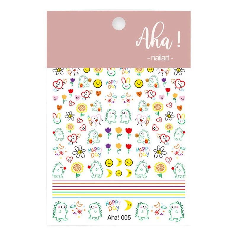 Аха Ногтей Клей Наклейка ins Стиль Мультфильм Лето Граффити Фрукты Динозавр Украшение Ногтей Маленький Узор Наклейка