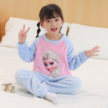 2024秋冬季儿童加绒加厚家居服童装法兰绒睡衣珊瑚绒毛毛保暖套装