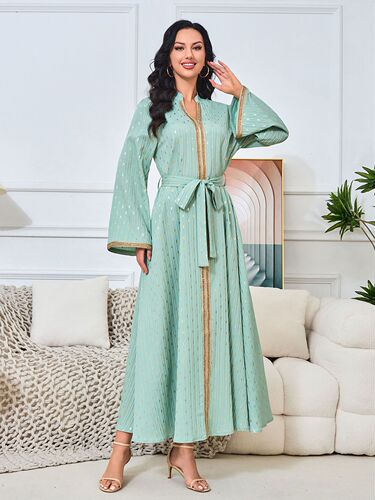 Dubai Long Robe Dress Print Embroidery Beading Technology Series Long Women's Factory Wholesale