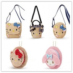Melody Pink Cat Girl Heart Plush Sweet Kuromi Round Shoulder Bag Dual-Purpose Student Bag Grass Hat Pocket Money Purse