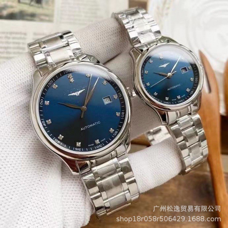 흰색 케이스 블루 다이얼 다이아몬드 여성 시계