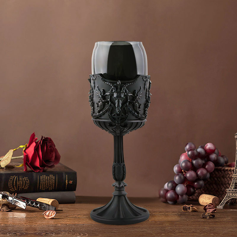  New European Style Original ks Dark Gothic Subculture Bapot Pentagram Skull Glass Retro Goblet