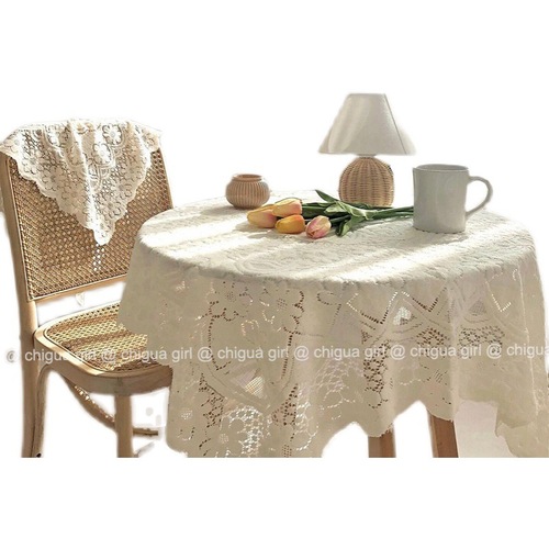 Retro lace decorative tablecloth ins style French simple romantic coffee table round table cover picnic cloth table cloth mat