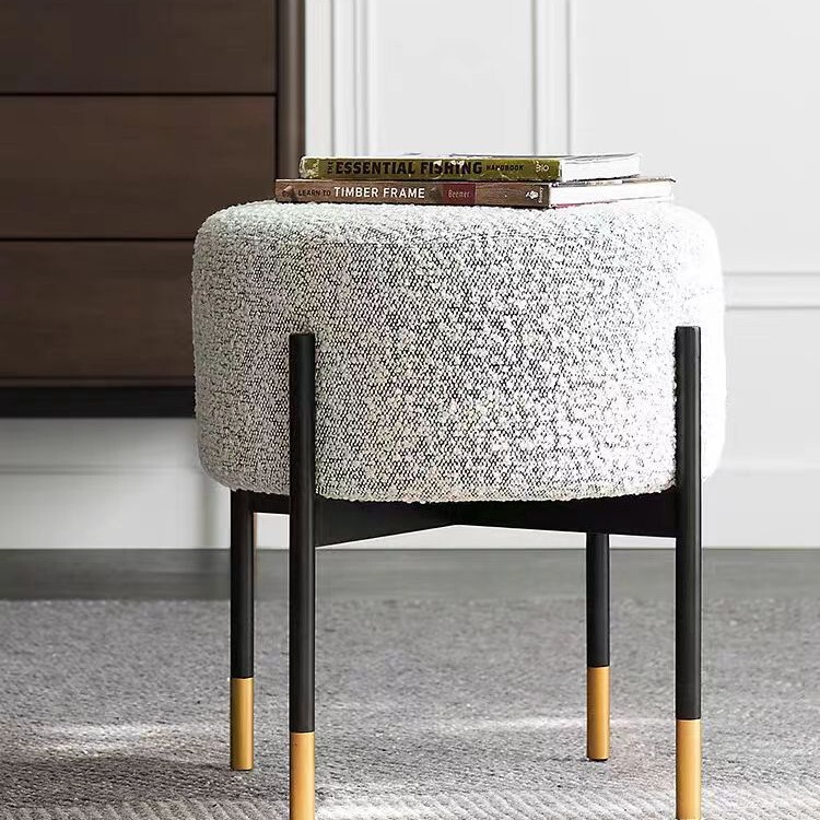 Light Luxury Sofa, Simple Round Stool, Fabric Creative Trendy Side Table, Iron Art Round Ottoman, Shoe-Changing Stool, Multi-Purpose Makeup Stool