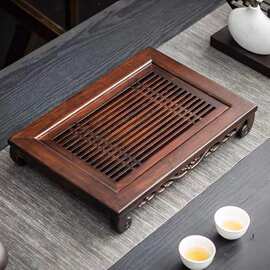 茶具茶几蓄水小茶盘竹制干泡台办公室抽屉式茶台储水式现代简约