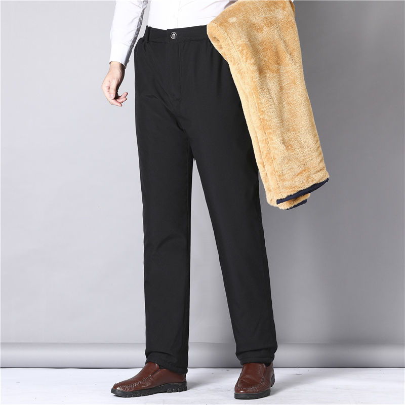 Winter cotton-padded trousers for dads, extra thick and warm, high-waisted, deep-crotch, loose-fitting pants for middle-aged and elderly men.