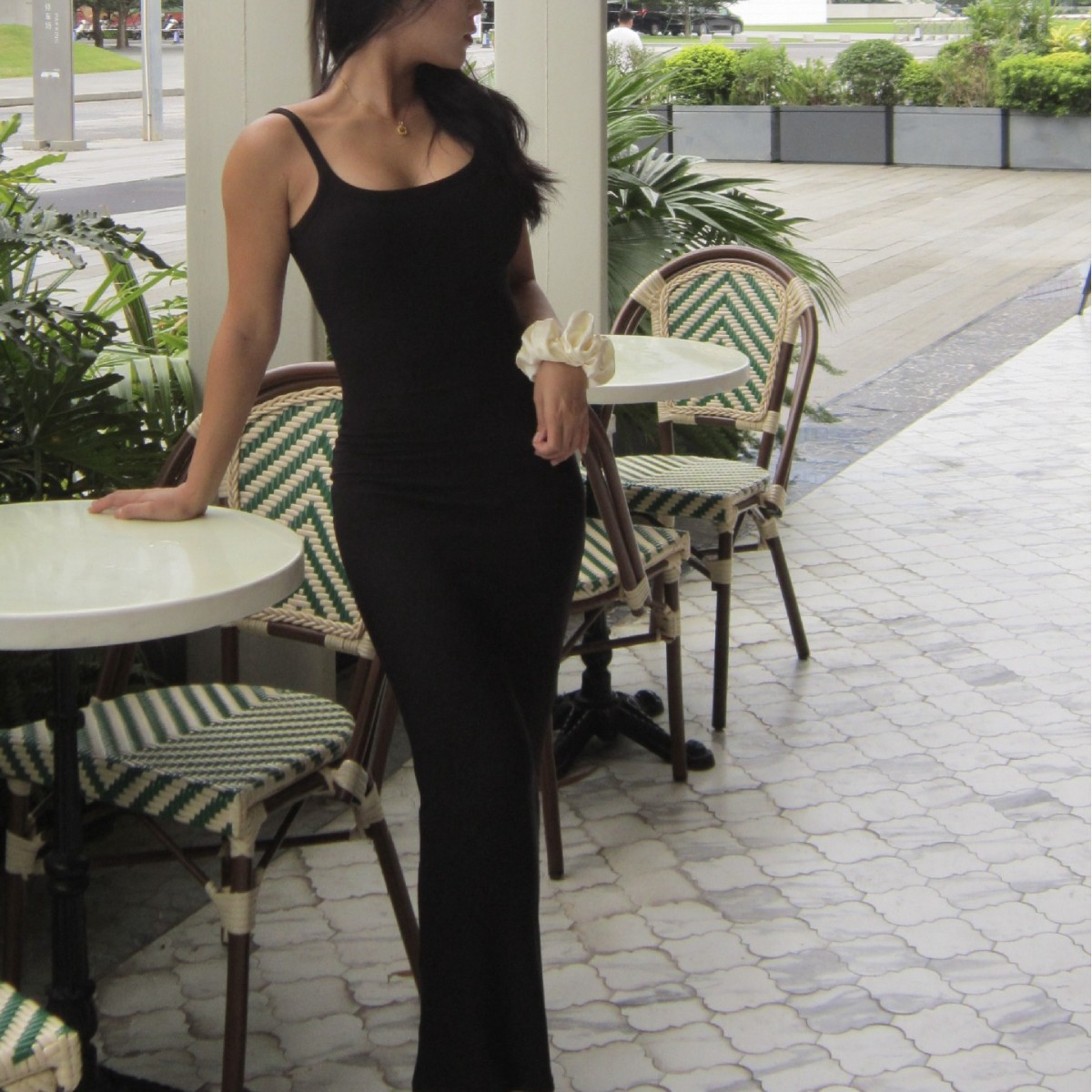 Sports Casual Kardashian-Style Waist-Cinching Sexy Slim-Fit Bodycon Strap Dress with Chest Pads