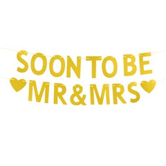 SOON TO BE MR MRS 欧美婚礼派对装饰金粉字母拉旗串旗布置横幅