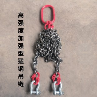 Lifting Chain Double-Pronged Strong Steel Chain Hoist Crane Iron Chain Lifting Ring Shackle G80 Manganese Steel Chain Xinglede Zhuzhu