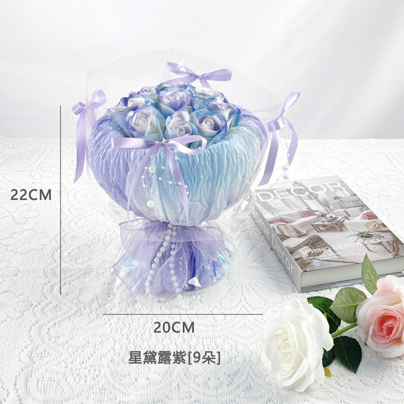新品珠光幻彩仿真花束香皂花生日节日礼品送女友求婚告白浪漫礼物|undefined