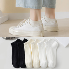 White socks, women's solid color socks, summer thin women's shallow boat socks, Japanese style spring and autumn women's socks, girls' trendy socks