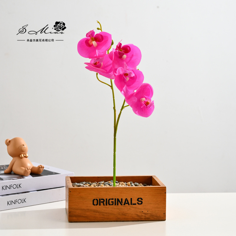 Flor falsa 5 flores 5 hojas sensación orquídea mariposa bonsai flor de alta calidad sala de estar decoración floral decoración de imitación maceta falsa