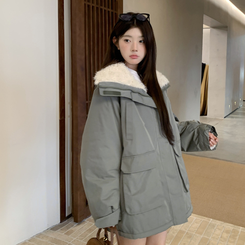 Fleece-Lined Parka for Women 2025 New Winter Mid-Length Stylish Cotton Jacket for Petite Figures, Thick Workwear Cotton Coat