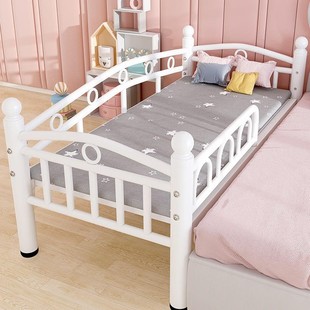 Wrought Iron Children's Bed with Guardrail, Small Bed, Single Bed, Baby Boy, Girl, Princess Bedside Bed, Widened Splicing Large Bed