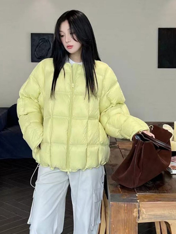 糖果色无胆泡芙感羽绒服女2025冬短款云朵超轻白鸭绒方块面包服潮|undefined