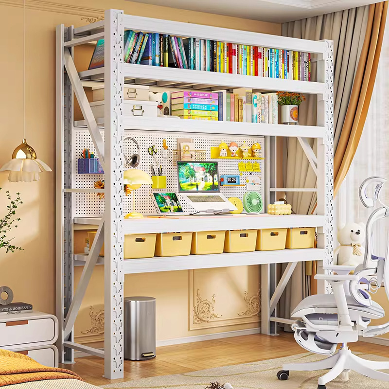 Bookshelf, Desk, Integrated Shelf, Computer Desk, Adjustable Gaming Desk, Student Desk with Pegboard Storage Rack, Work Desk Bookshelf, Desk, Integrated Shelf, Computer Desk, Adjustable Gaming Desk, Student Desk with Pegboard Storage Rack, Work Desk