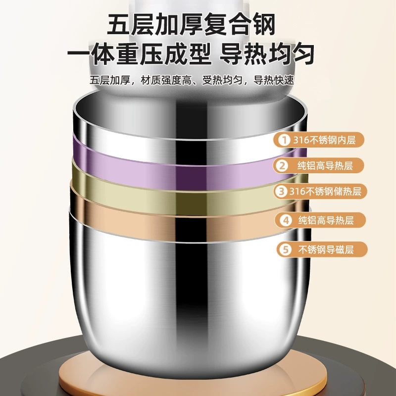 Утолщённая двуслойная нержавеющая сталь паровая кастрюля для супа высокая бытовая индукционная плита газ универсальная кастрюля для рагу куриного крупа оптом