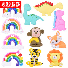 儿童生日蛋糕装饰插牌软陶彩虹云朵卡通动物摆件甜品台布置插件