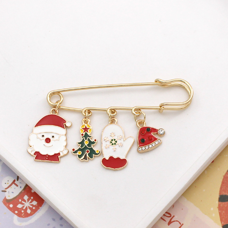 Broche en métal de la série de Noël, badge de dessin animé du Père Noël, accessoires vestimentaires, badge cadeau de Noël_voghion.com