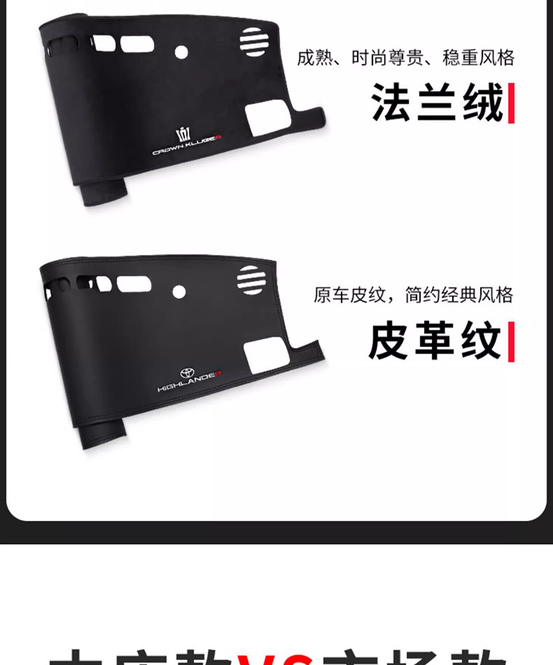 Suitable for 24 Highlander Instrument Panel Light-Proof Mats, Crown Land-Mounted Center Console Sun Protection Mats, Interior Decoration Modifications