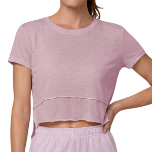 AYM041986 Short-Sleeved T-Shirt with Round Neck, Loose Fit, Quick-Drying, Lightweight Yoga Outdoor Fitness Top, Versatile Short Half-Sleeve,