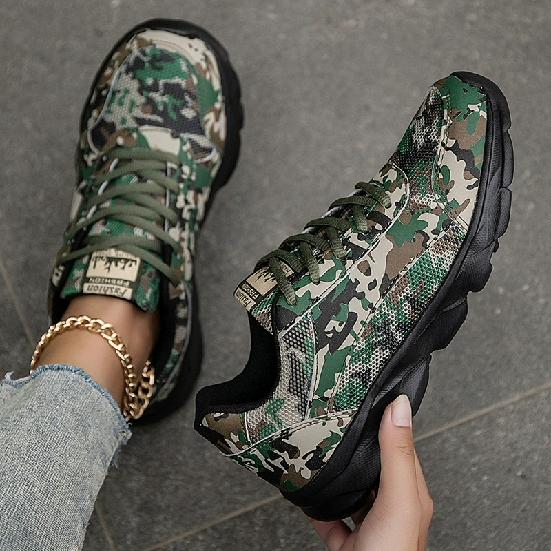 Камуфляжная обувь для мужчин, весенне-осенняя тренировочная обувь в американском стиле для студентов, повседневная обувь на шнуровке для военной подготовки, дышащая и дезодорирующая.