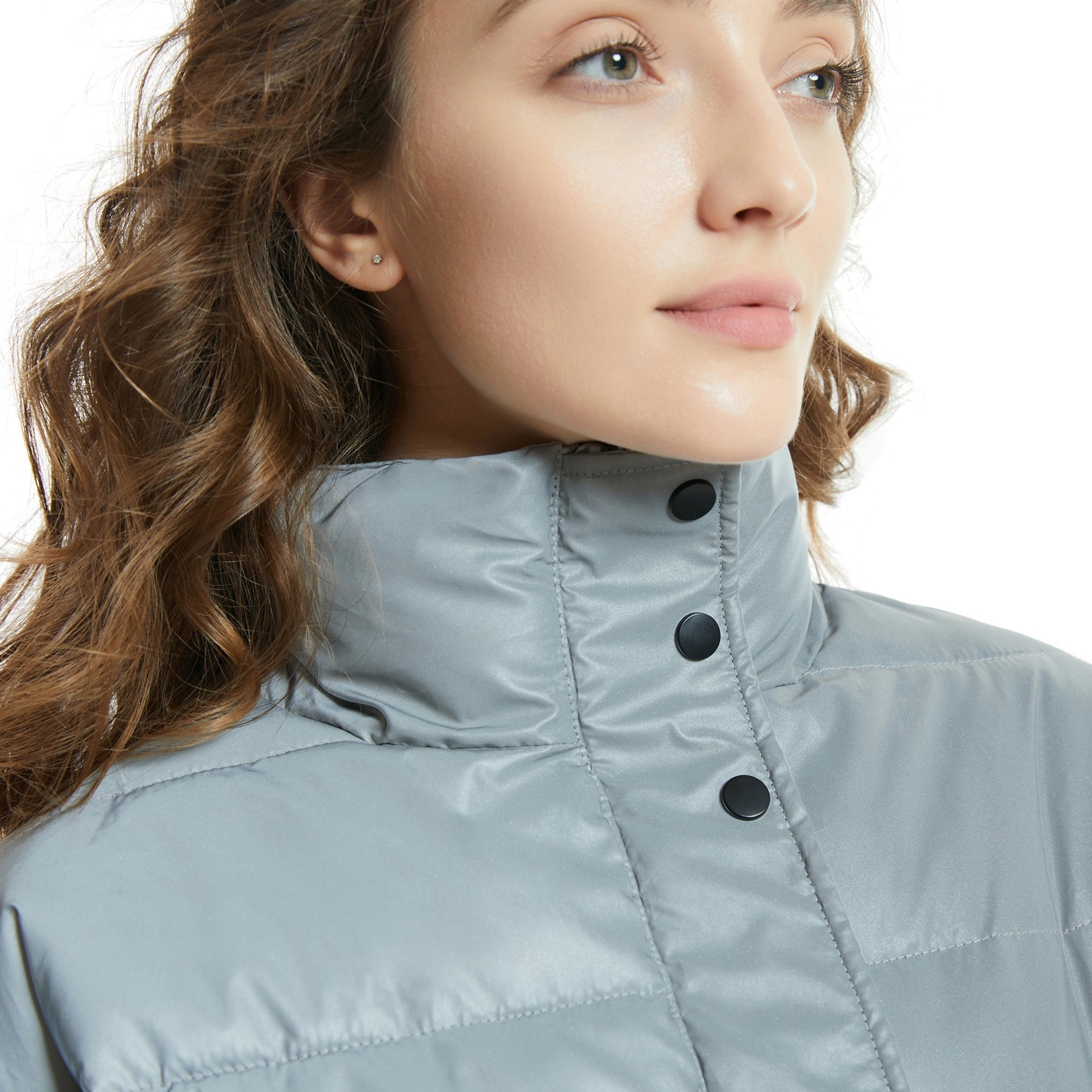 Men's Clothing stand collar reflective cotton coat for women fashion luminous thick cotton coat_voghion.com