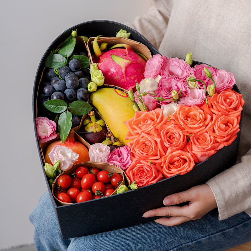 七夕情人节心形礼盒鲜花水果包装盒大号送女生爱心生日口红