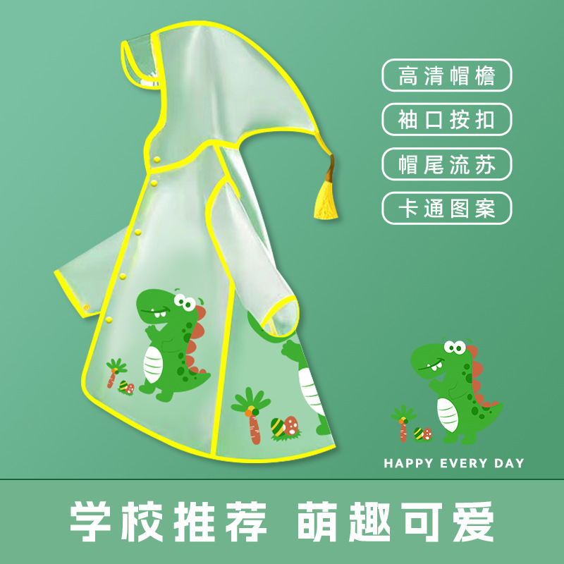 Children's Raincoat for Primary School Students Transparent Cartoon for Boys and Girls Kindergarten Baby Children's Raincoat for Boys and Girls with Schoolbag