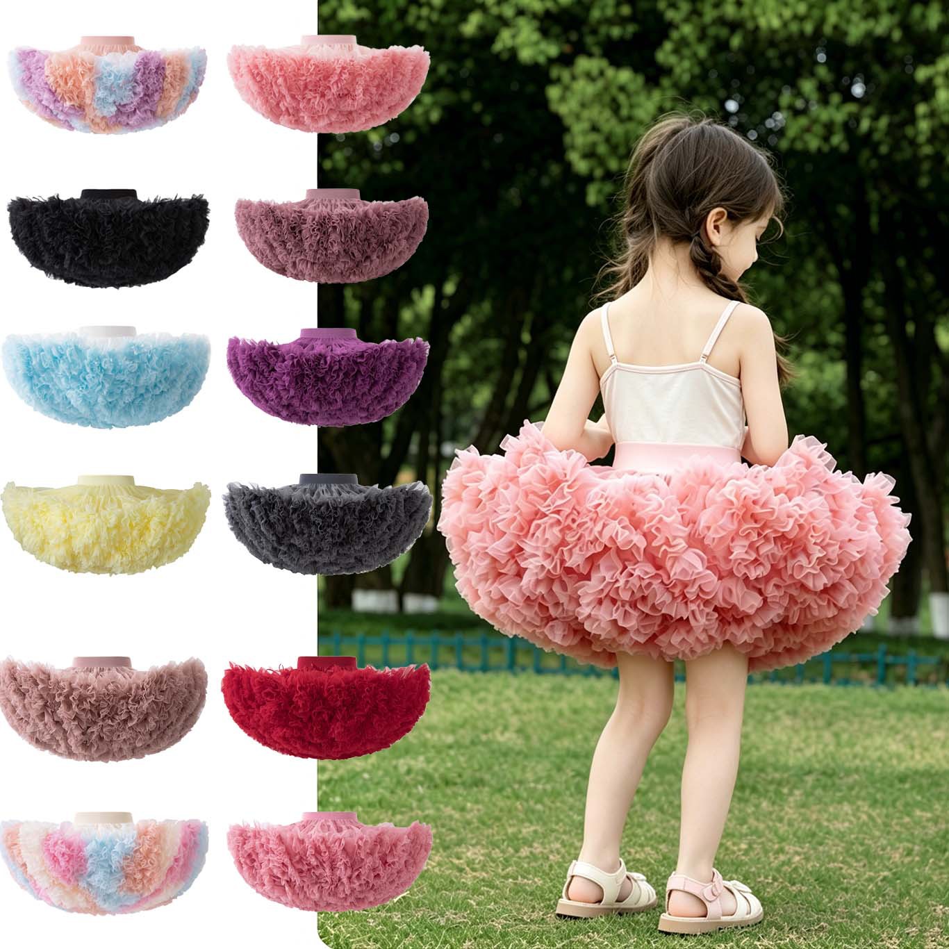 Girls' Summer Tutu Skirt, Toddler Puffy Cake Tutu Skirt, Children's Cheerleading Performance Outfit