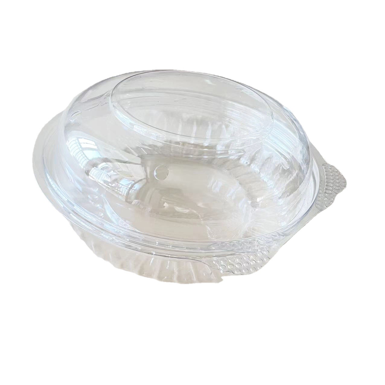 Caja de frutas PET transparente desechable con cubierta convexa, caja redonda adecuada para ensalada de verduras, frutas secas, etc