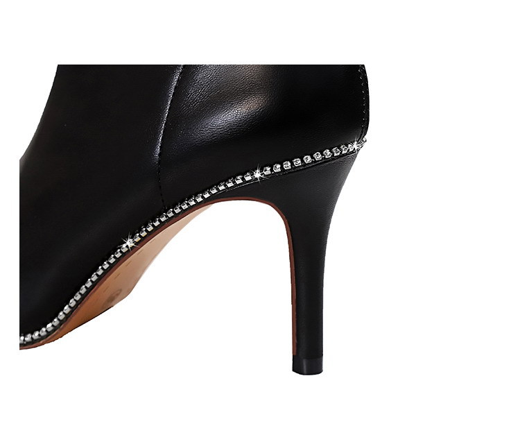 Smal klack med hög klack och dragkedja i sidan, spetsiga rhine-borrstövlar för kvinnor_voghion.com