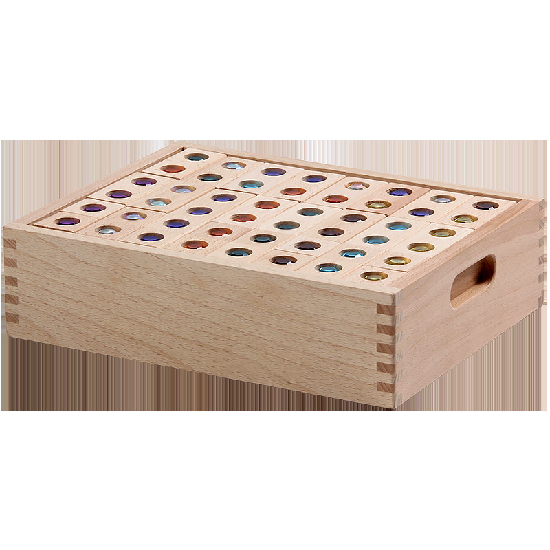 Bloques acrílicos de madera de beech para niños 128 juguetes de piedra preciosa de cristal brillante