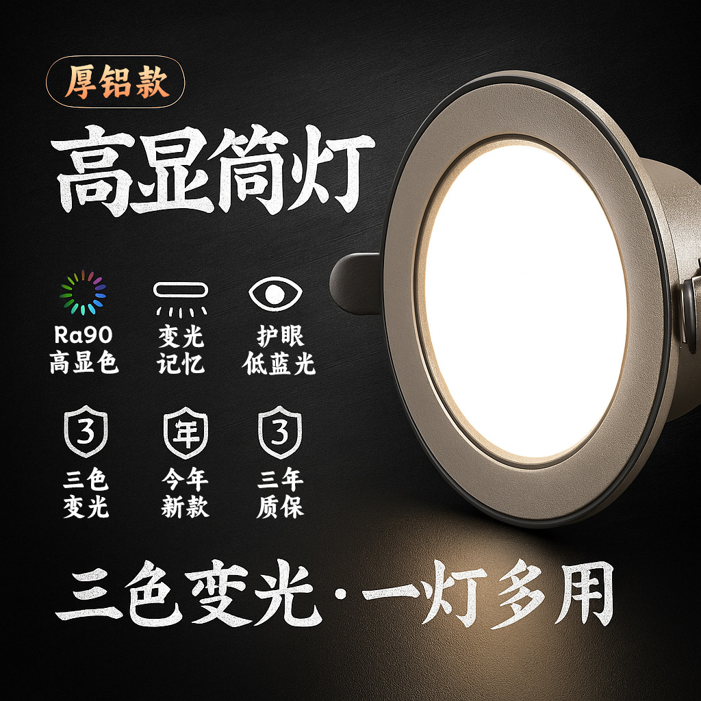 【私】家用筒灯led天花射灯嵌入式开孔75mm客厅吊顶牛眼孔灯洞灯