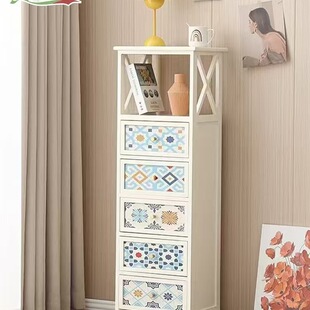 Pure Solid Wood Chest of Drawers Living Room Side Cabinet Drawer Cabinet Storage Cabinet Bedroom Bedside Cabinet Storage Mini Wooden Narrow Cabinet S^