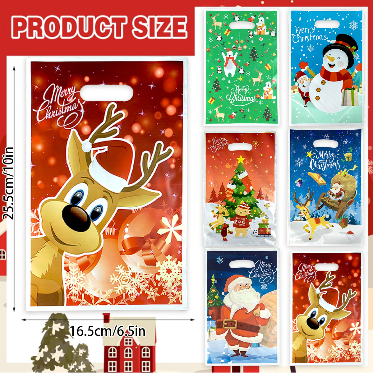 Nueva caricatura transfronteriza Navidad Wanpai par bolsa de regalo Santa Claus árbol de Navidad alce película de perlas bolsa de regalo