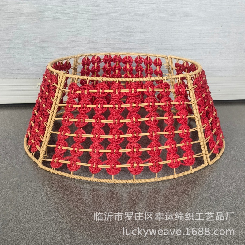 厂家直销红色纸绳编织圣诞树裙树围水葫芦草编织圣诞树底座围栏