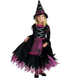 Small black witch cosplay Halloween party children cosplay clothing dance witch suit small hag role playing clothes for baby children