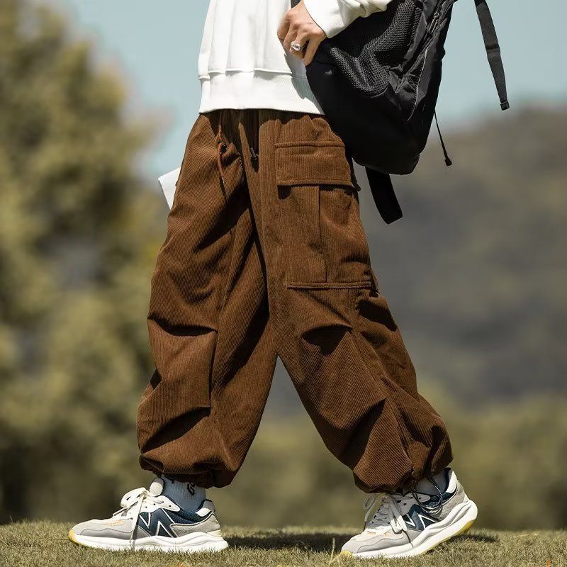Corduroy Cargo Pants Men's Autumn and Winter Sports Pants Wide-Leg Pants Japanese Style Trendy Loose Straight Casual Long Pants Corduroy Cargo Pants Men's Autumn and Winter Sports Pants Wide-Leg Pants Japanese Style Trendy Loose Straight Casual Long Pants