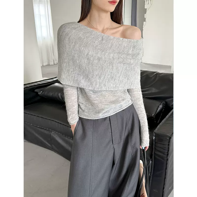 橘芷春夏新款韩版小清新气质休闲针织衫女慵懒风套头长袖上衣0650