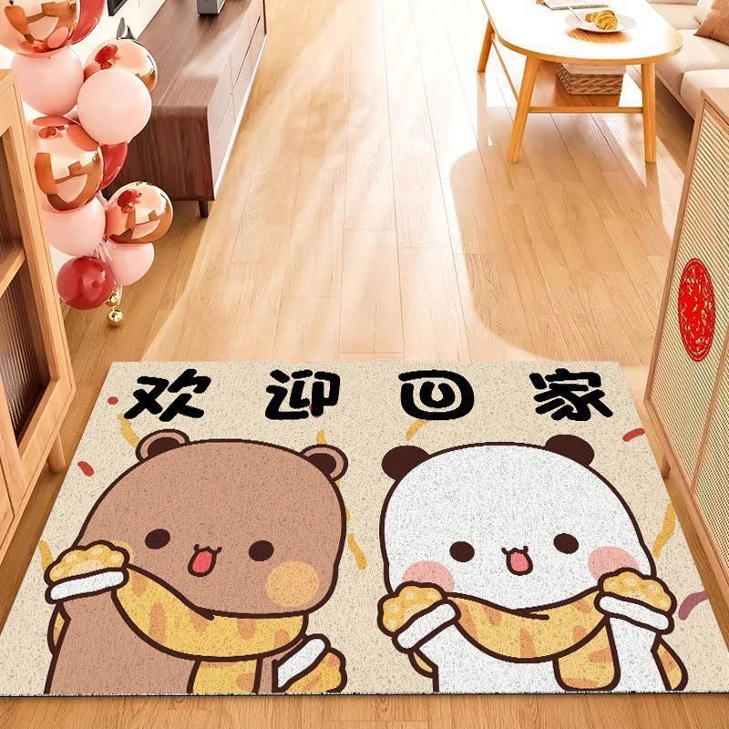 抖快新款热销卡通布布一二丝圈地垫玄关入户耐脏耐磨易打理门垫