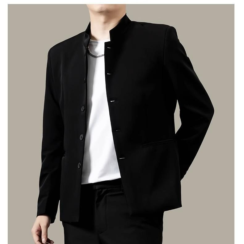 High-Quality Young Men's New Chinese-Style Men's Suit with Stand-Up Collar, Large Size, National Trend High-Quality Young Men's New Chinese-Style Men's Suit with Stand-Up Collar, Large Size, National Trend