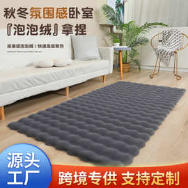 跨境专供泡泡绒地毯飘窗垫床边毯加厚客厅沙发茶几法式毛绒感地毯