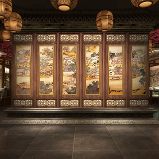 古典中国风壁纸古风剧本杀店汉服拍照国风新中式复古屏风背景墙纸