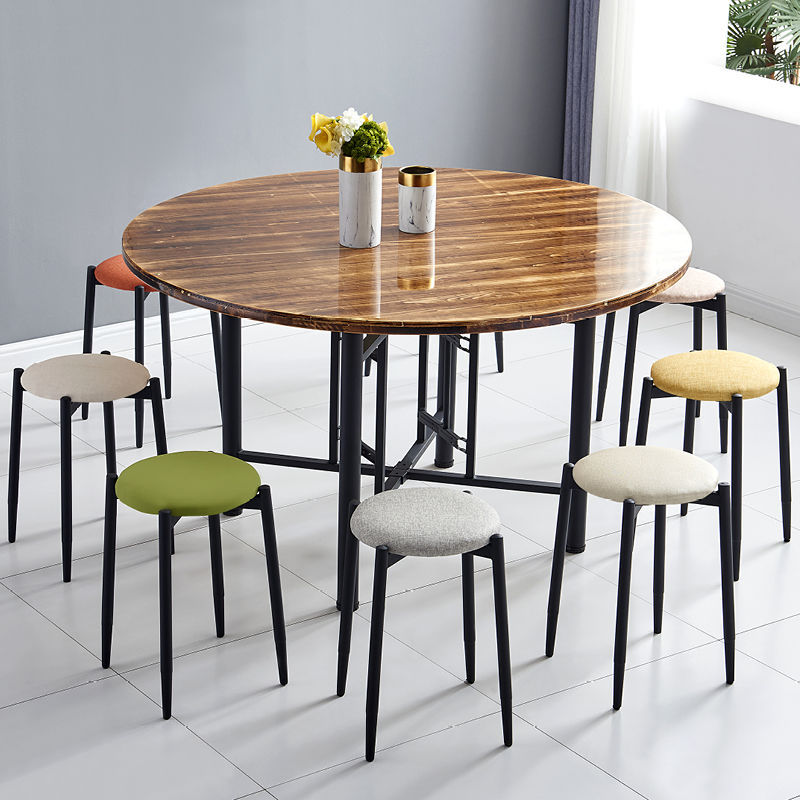 Mesa redonda grande de madera maciza gruesa, mesa de comedor para el hogar, mesa de agua, mesa redonda, hotel, 1 estante de mesa reforzado con fábrica de platos giradores